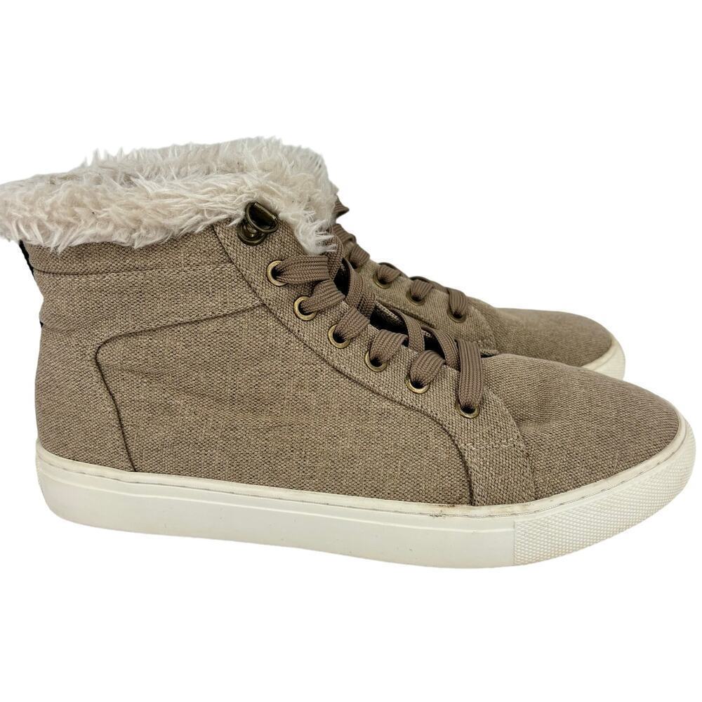 Boutique by Corkys Templin High Top Sneakers Size 9 Faux Fur Trim Beige